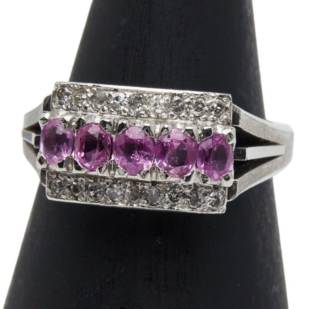 Unbranded Sapphire Diamond Ring Platinum 900 Silver
